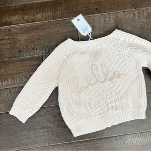 Rock a Bye Baby Boutique Embroidered Cardigan Sweater Baby 6-12M “Hello”